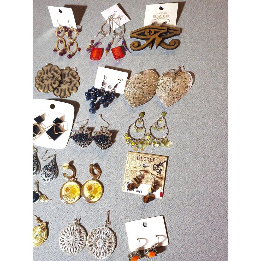 40 Pair Earring Lot Boho Dangle Statement Novelty Studs Wholesale Bulk Reseller - Picture 2 of 6